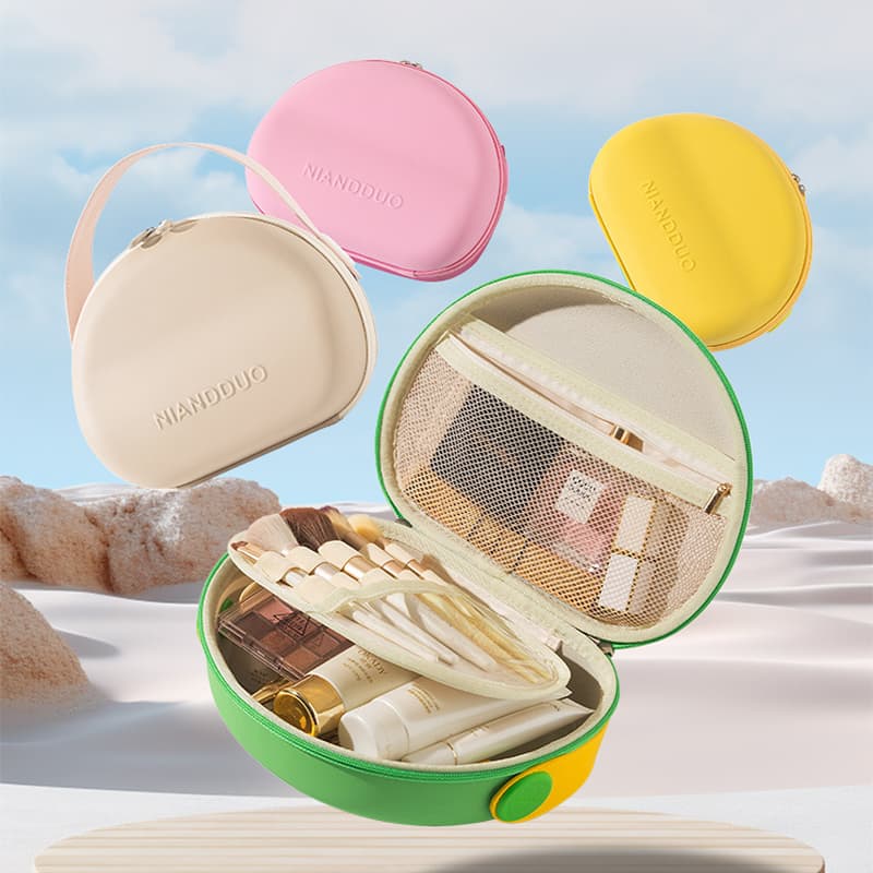Bolsa cosmética shell con colores vibrantes
