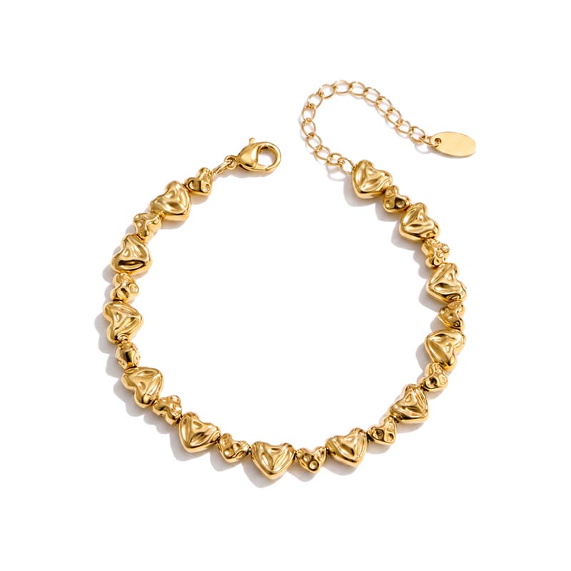 Pulsera vintage de acero inoxidable con corazón