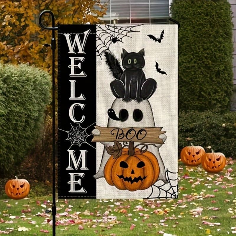 Bandera de jardín lino Halloween decoración
