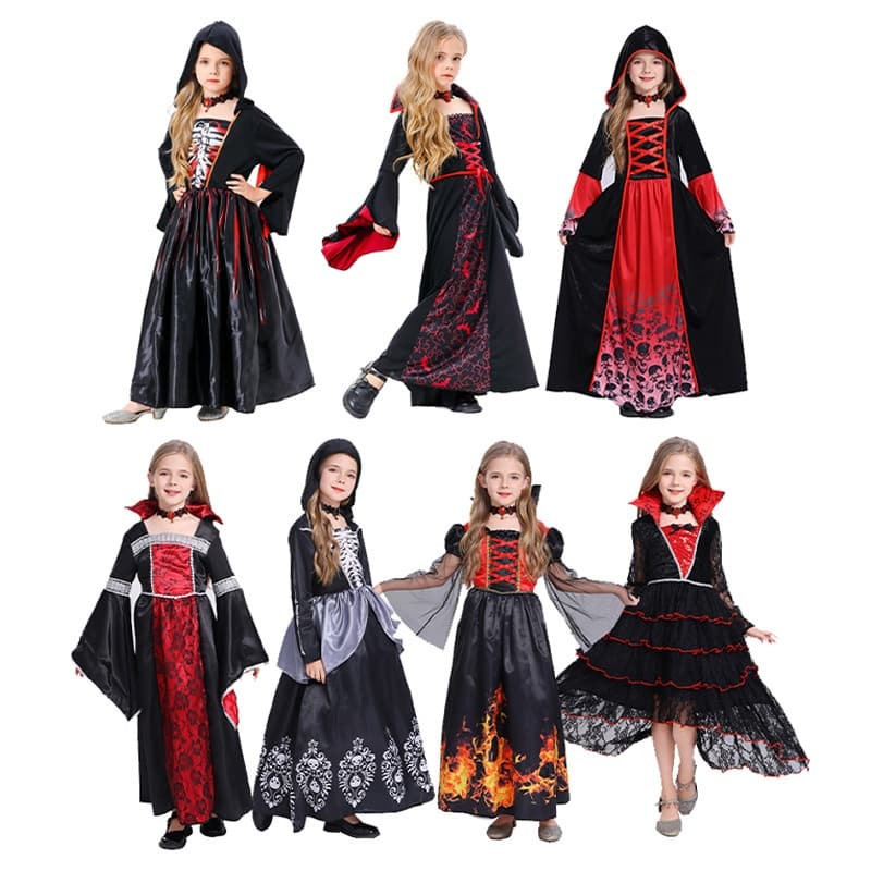 Disfraz de Halloween brujas, vampiros y calaveras