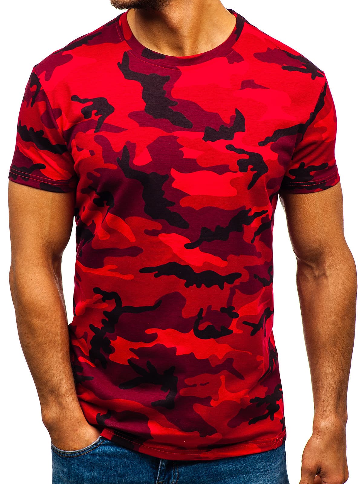 Camiseta de manga corta para hombre con patrón camuflaje