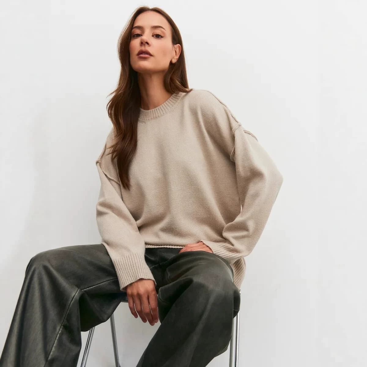 Suéter pullover suelto de punto para mujer