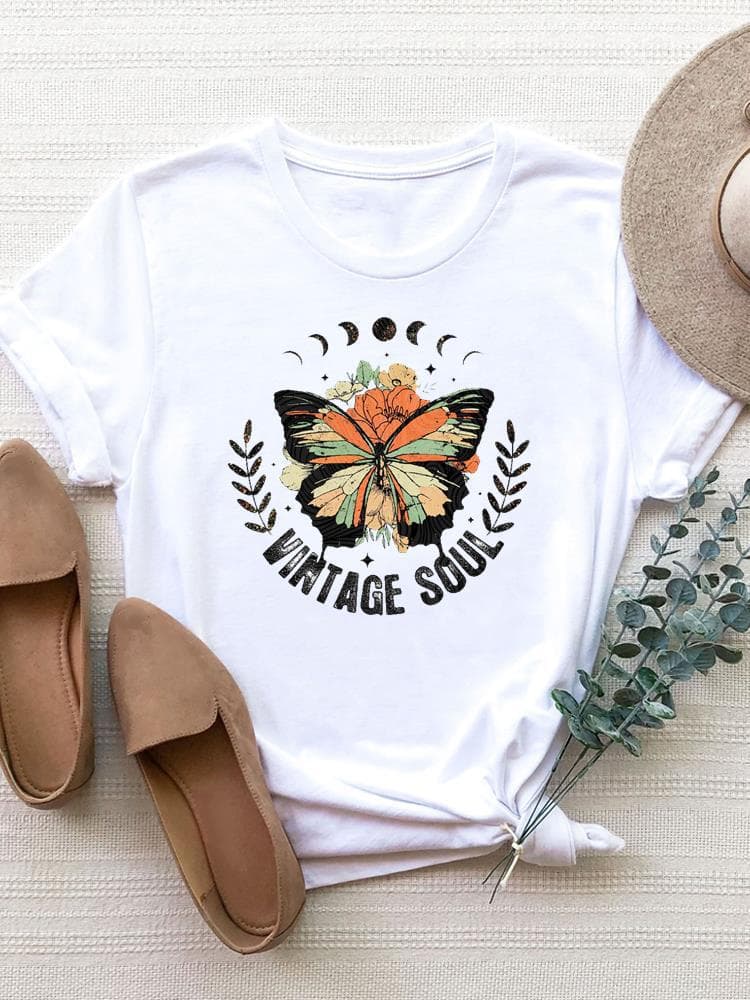 Camiseta estampada de manga corta para mujer