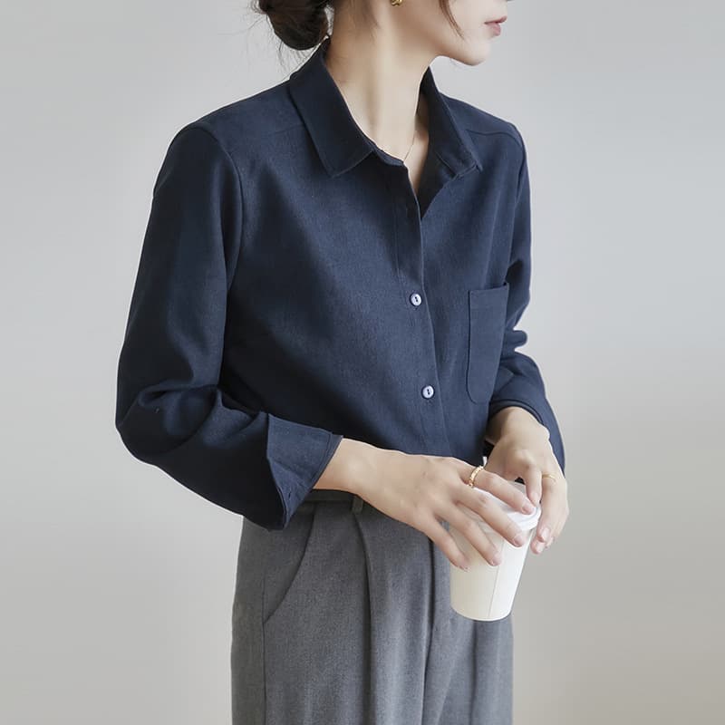 Camisa de corduroy para mujer, ajustada con estilo casual
