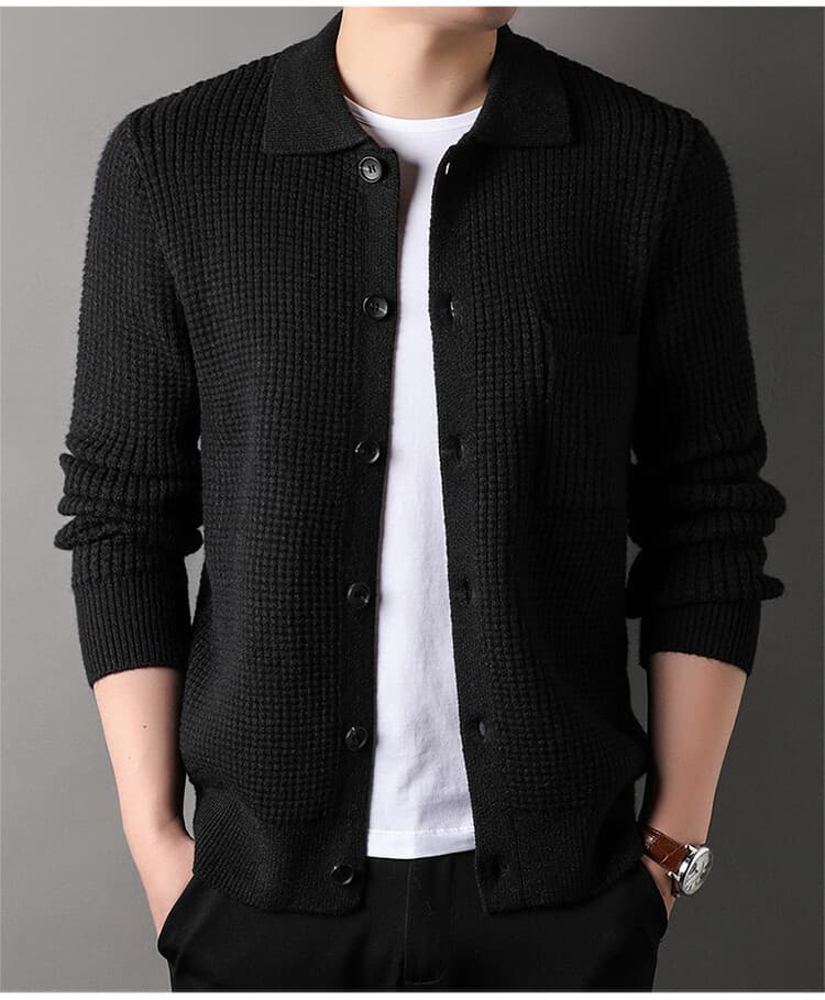 Cardigan tejido con patrón Jacquard retorcido para hombre