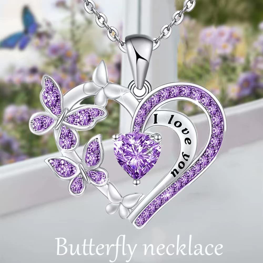Collar mariposa amor hueco con piedras de cristal