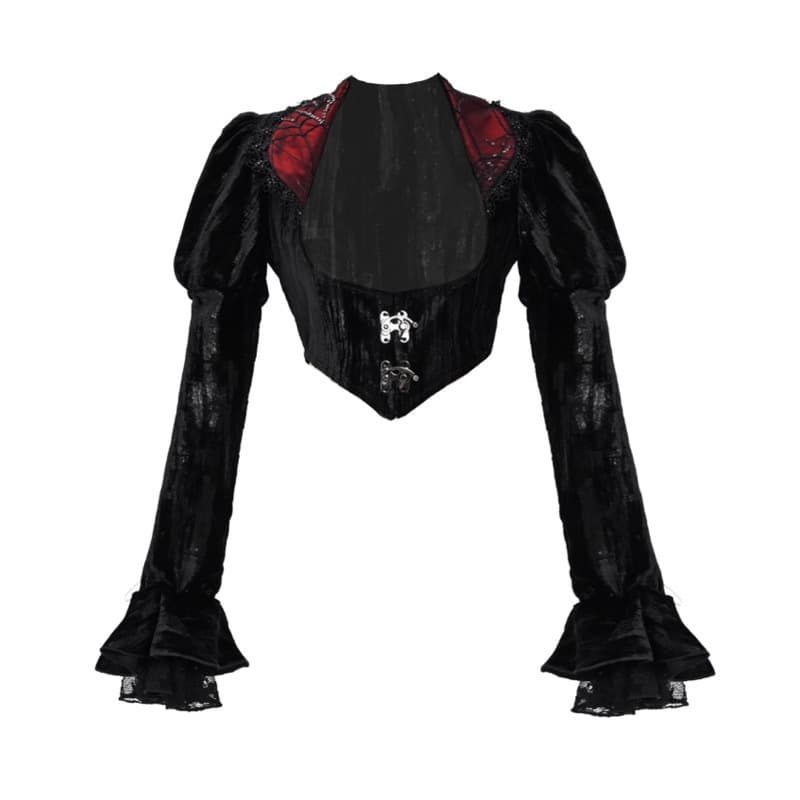 Cardigan gótico de terciopelo con diseño telaraña