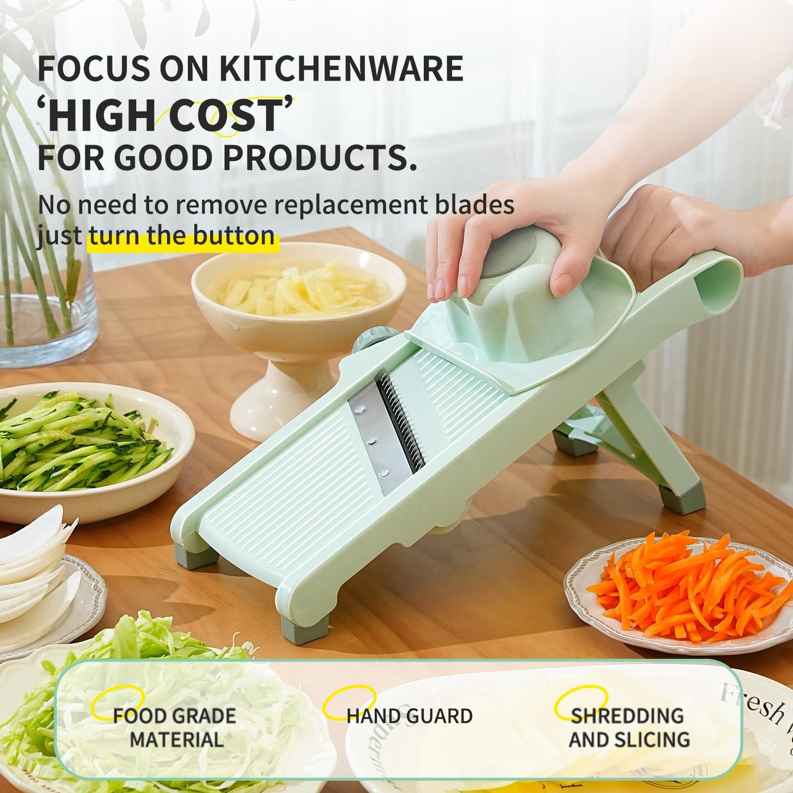 Cortador de vegetales ajustable con opciones de juliana