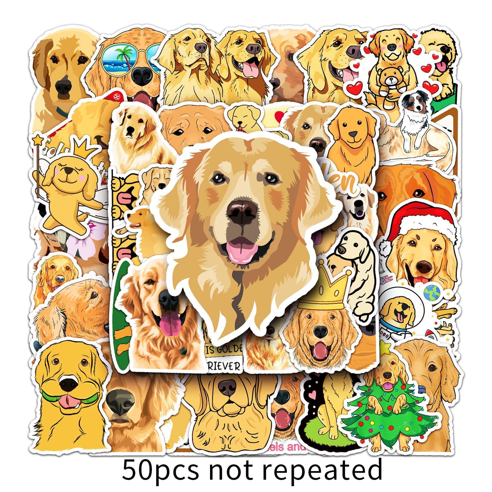 50 hojas de pegatinas impermeables Golden Retriever