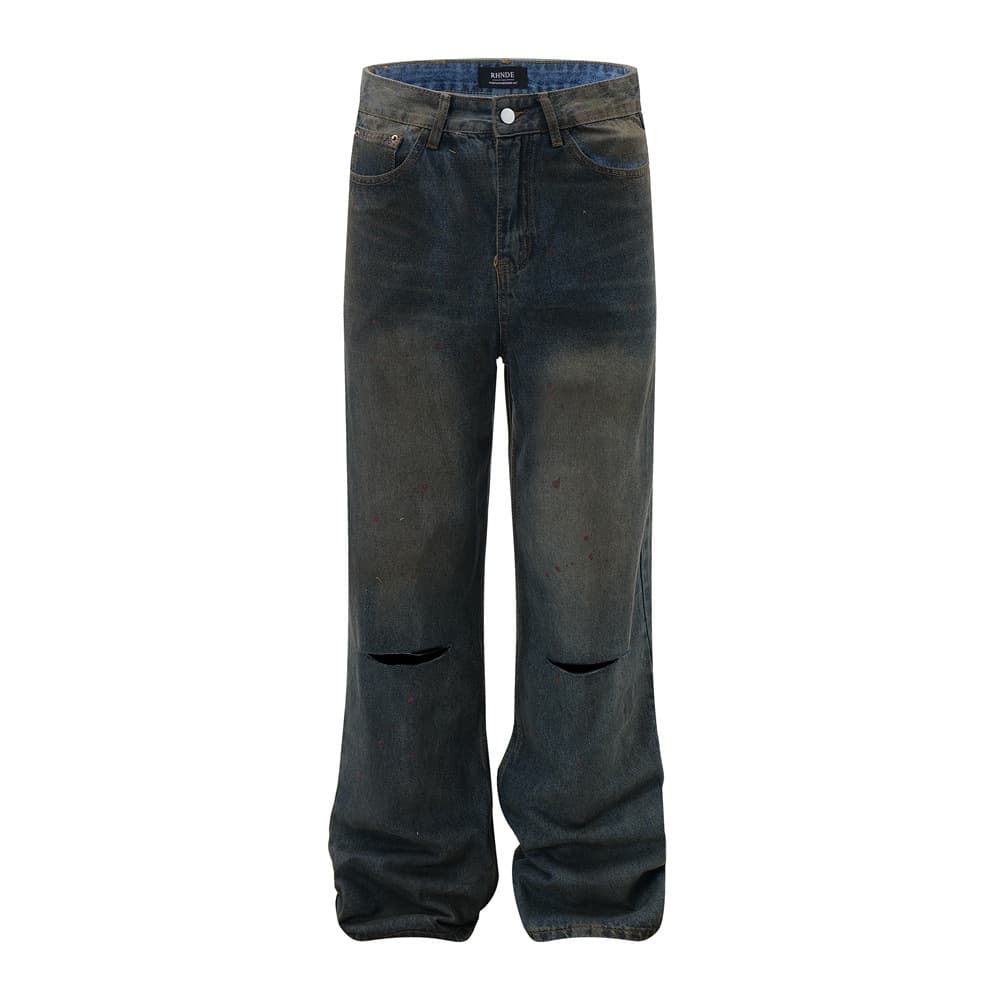 Pantalón vaquero desgastado roído para hombre