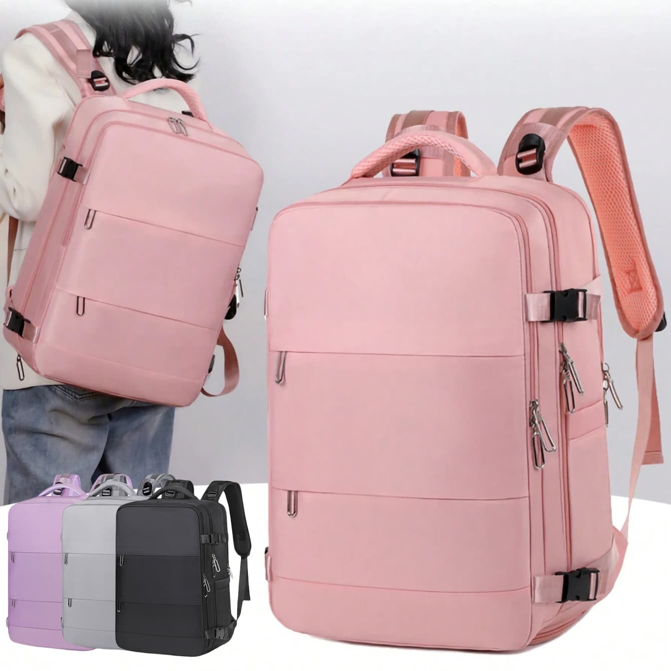 Mochila de viaje de gran capacidad con compartimento seco-húmedo