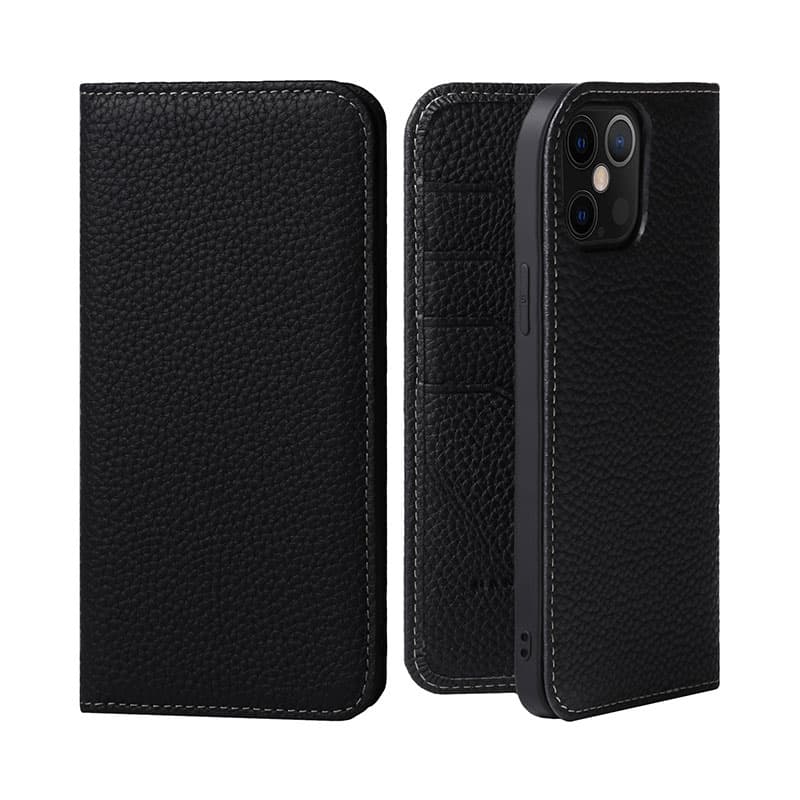 Funda tipo cartera de cuero resistente a caídas