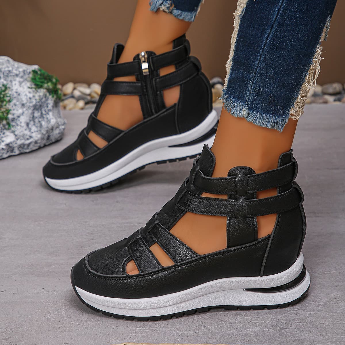 Sandalias de plataforma caladas para mujer