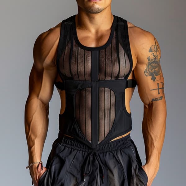 Chaleco deportivo de malla sin mangas para hombre