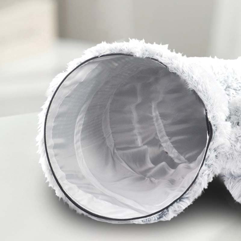 Cama de gato de felpa con túnel donut para gatos