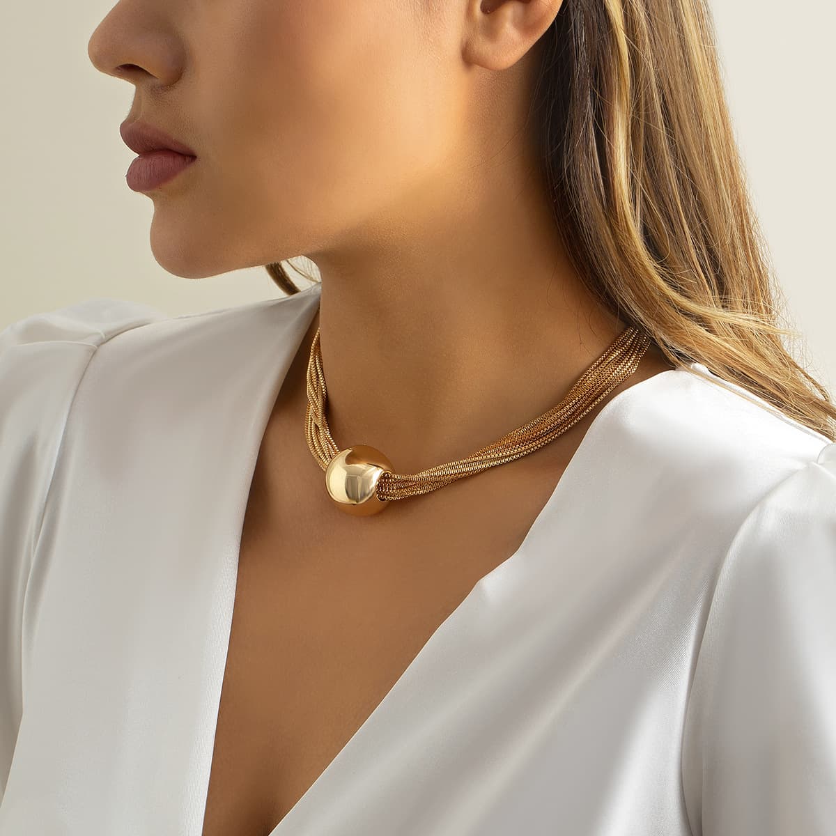 Collar de cadena multicapa punk exagerado