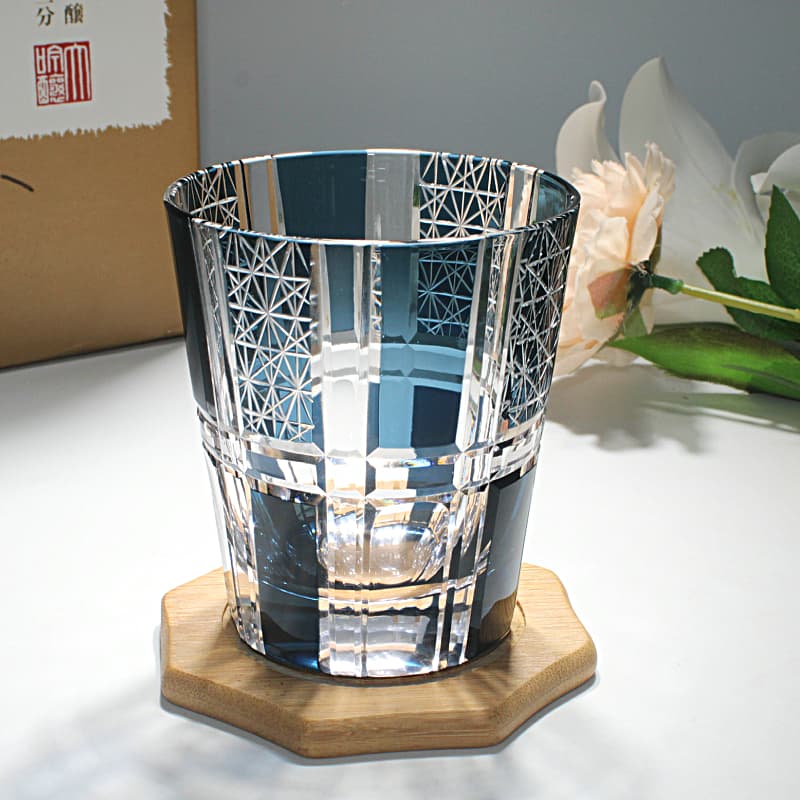 Copa de cristal para whisky con patrón decorativo, 260 ml