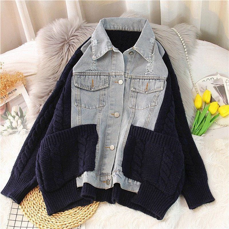 Cardigan de punto con cuello en V para mujer