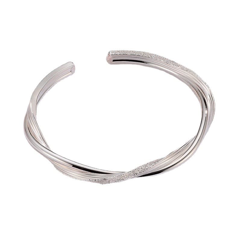 Pulsera de cobre blanco torneada plateada