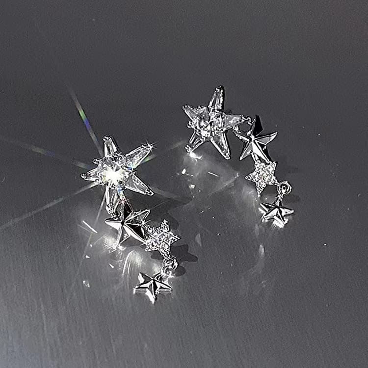 Aretes stud de estrella de aleación, acabado brillante