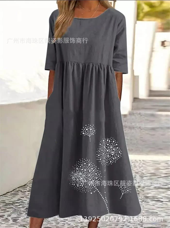 Vestido casual manga media con estampado