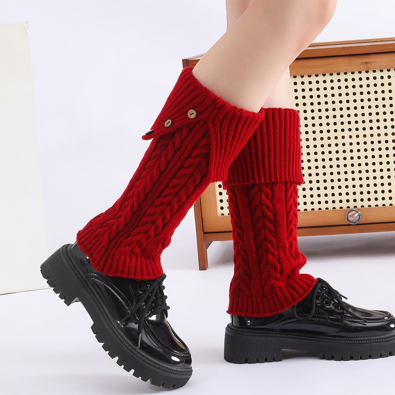 Calentador slouch de acrílico con patrón de rayas para invierno