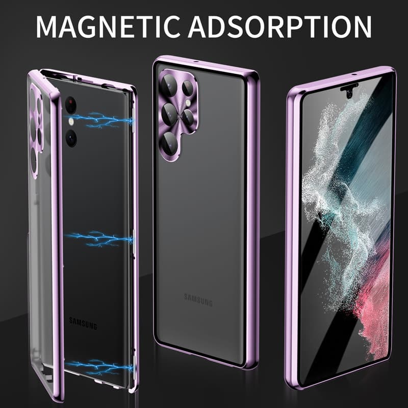 Funda magnética con espejo privacidad para Samsung S24 Ultra
