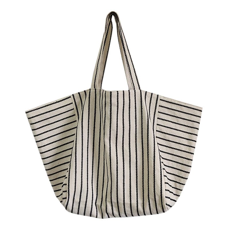 Bolsa de lona a rayas casual y versátil