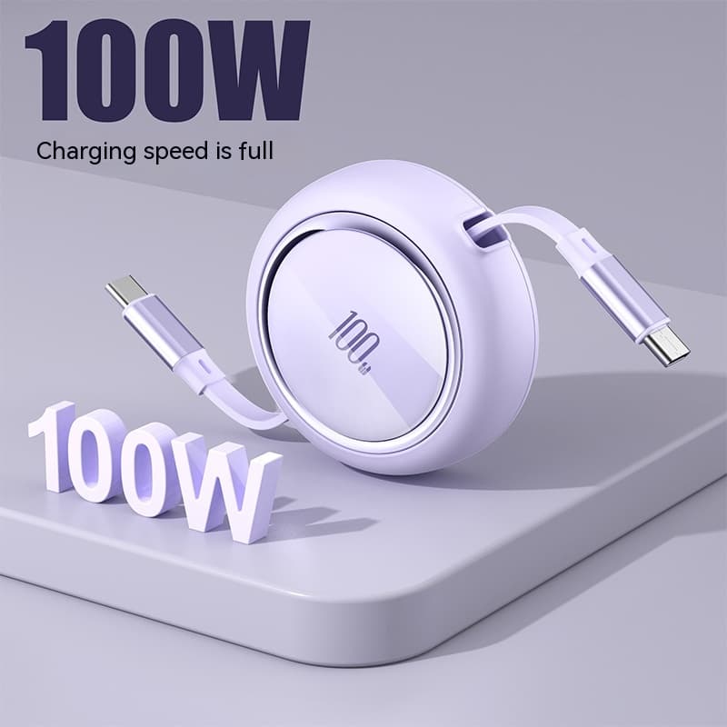 Cable retráctil 100W con Lightning y USB-C