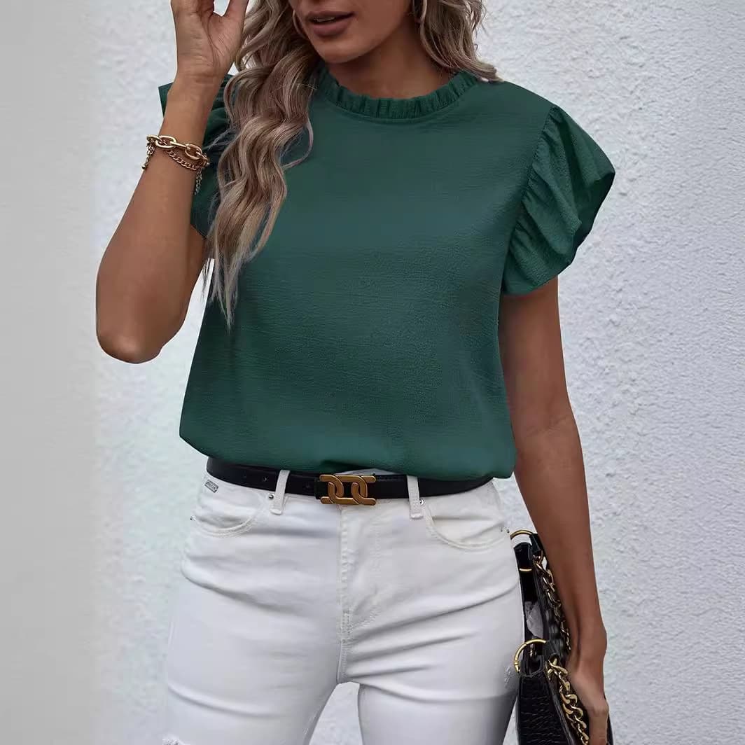 Playera suelta casual con volantes