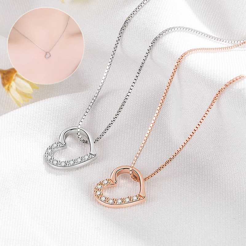 Collar de plata esterlina S925 con colgante corazón