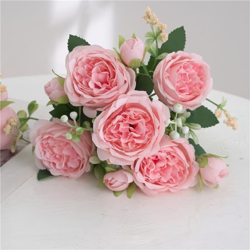 Peonía rosa de seda para bodas y decoración