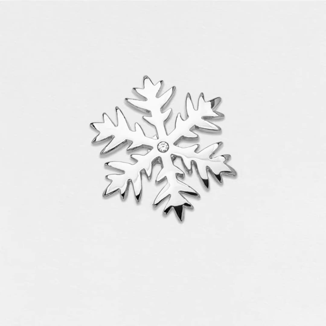 Broche de copo de nieve de plata, accesorio premium