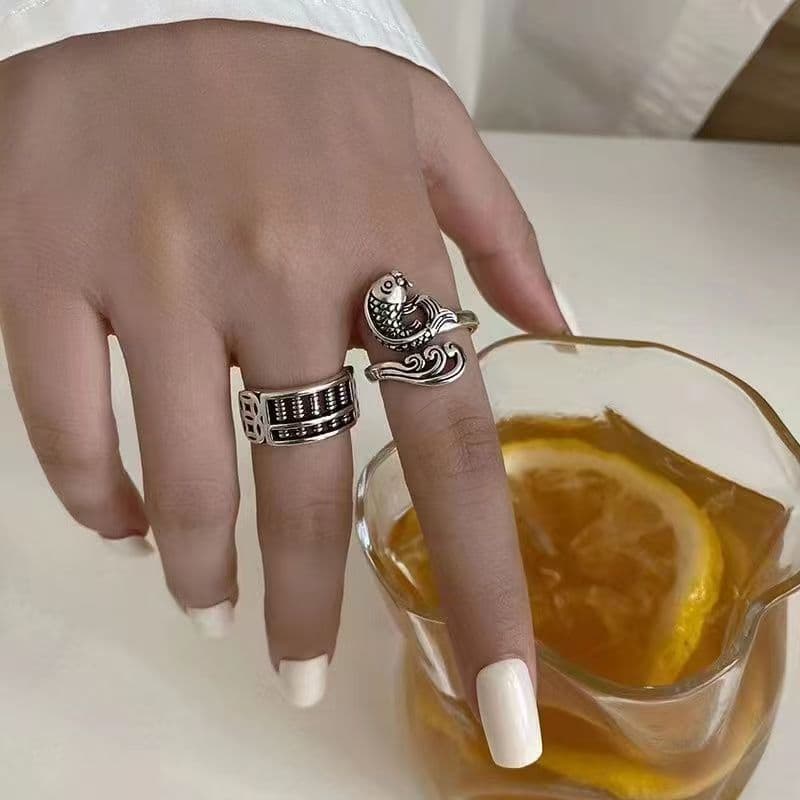 Anillo vintage tipo ábaco ajustable para dedo índice