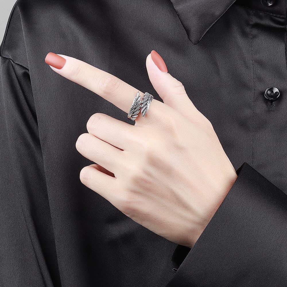 Anillo de plata con alas de ángel para parejas