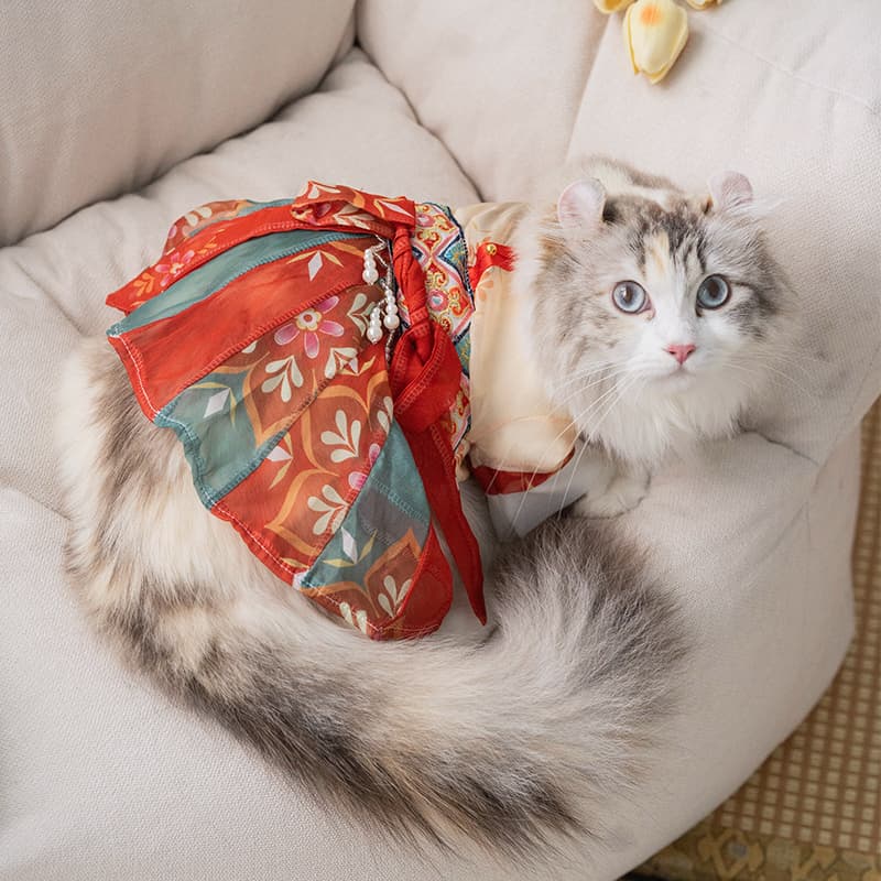 Falda princesa hanfu para gatos y perros