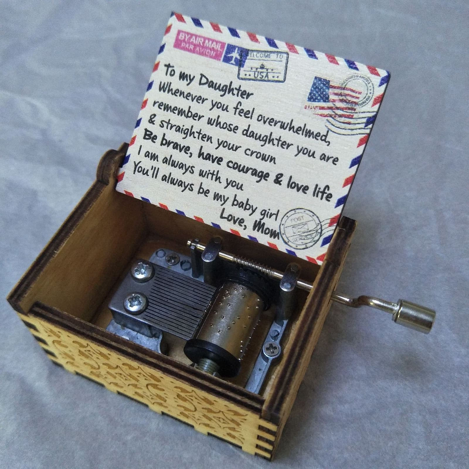 Caja de música pintada decorativa de madera