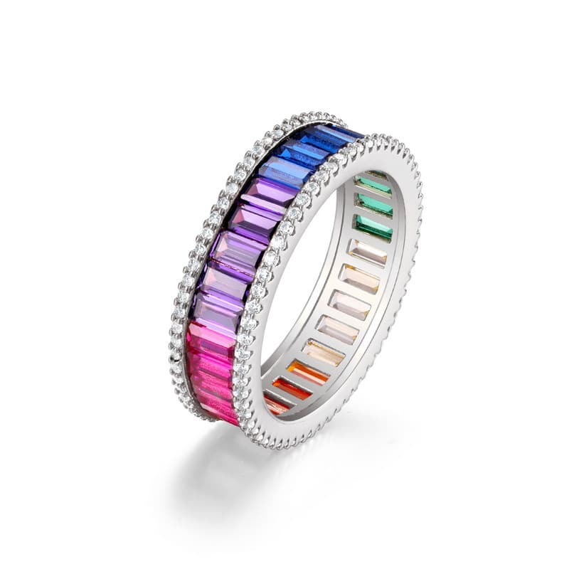Anillo de plata esterlina 925 con piedras de colores