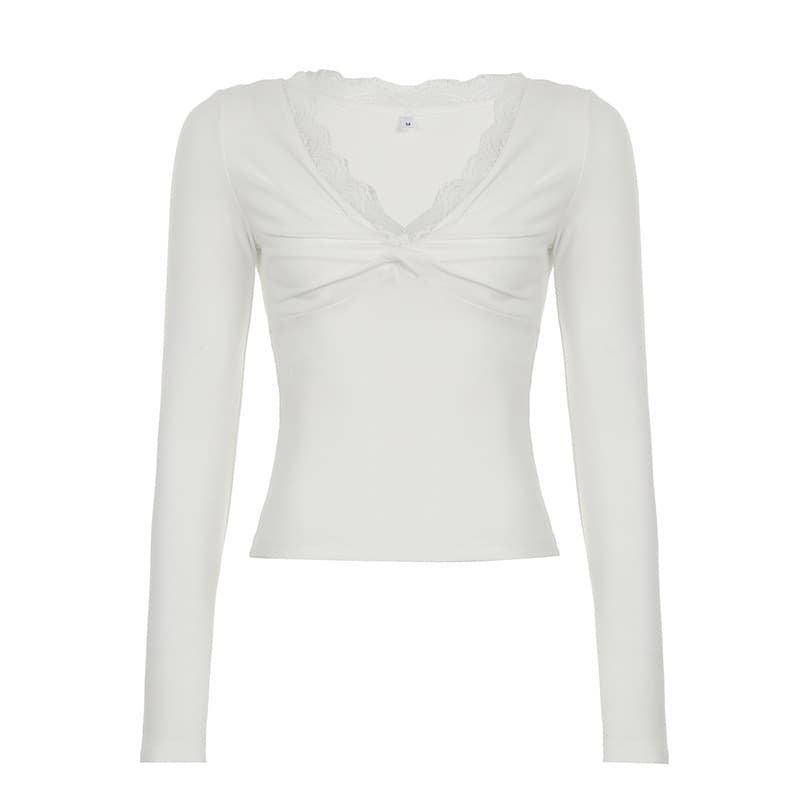Playera para mujer con pliegues torcidos en pecho