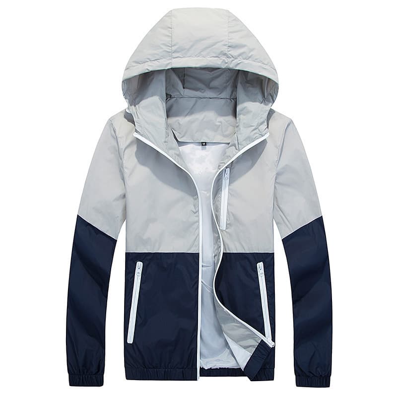 Chaqueta delgada con capucha para hombre, moderna