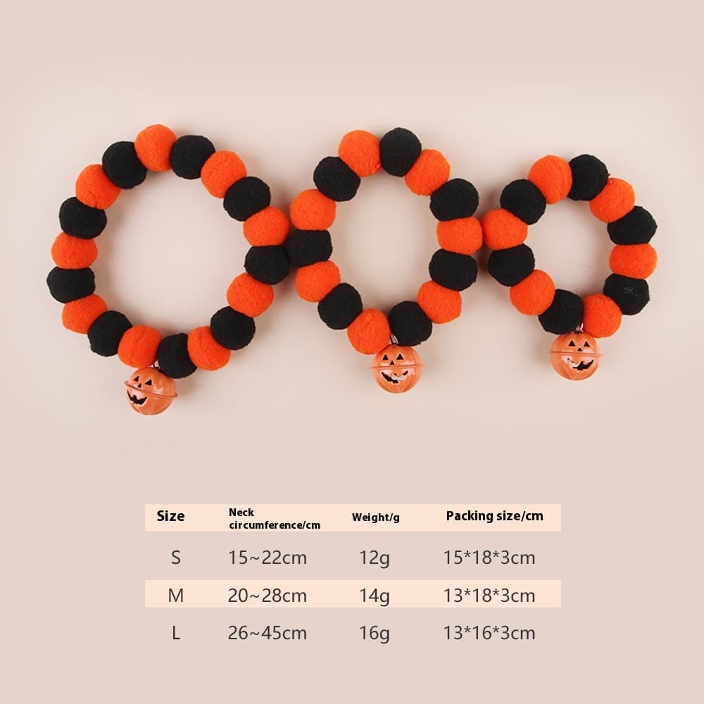Collar de Halloween para gatos con campana y pompón