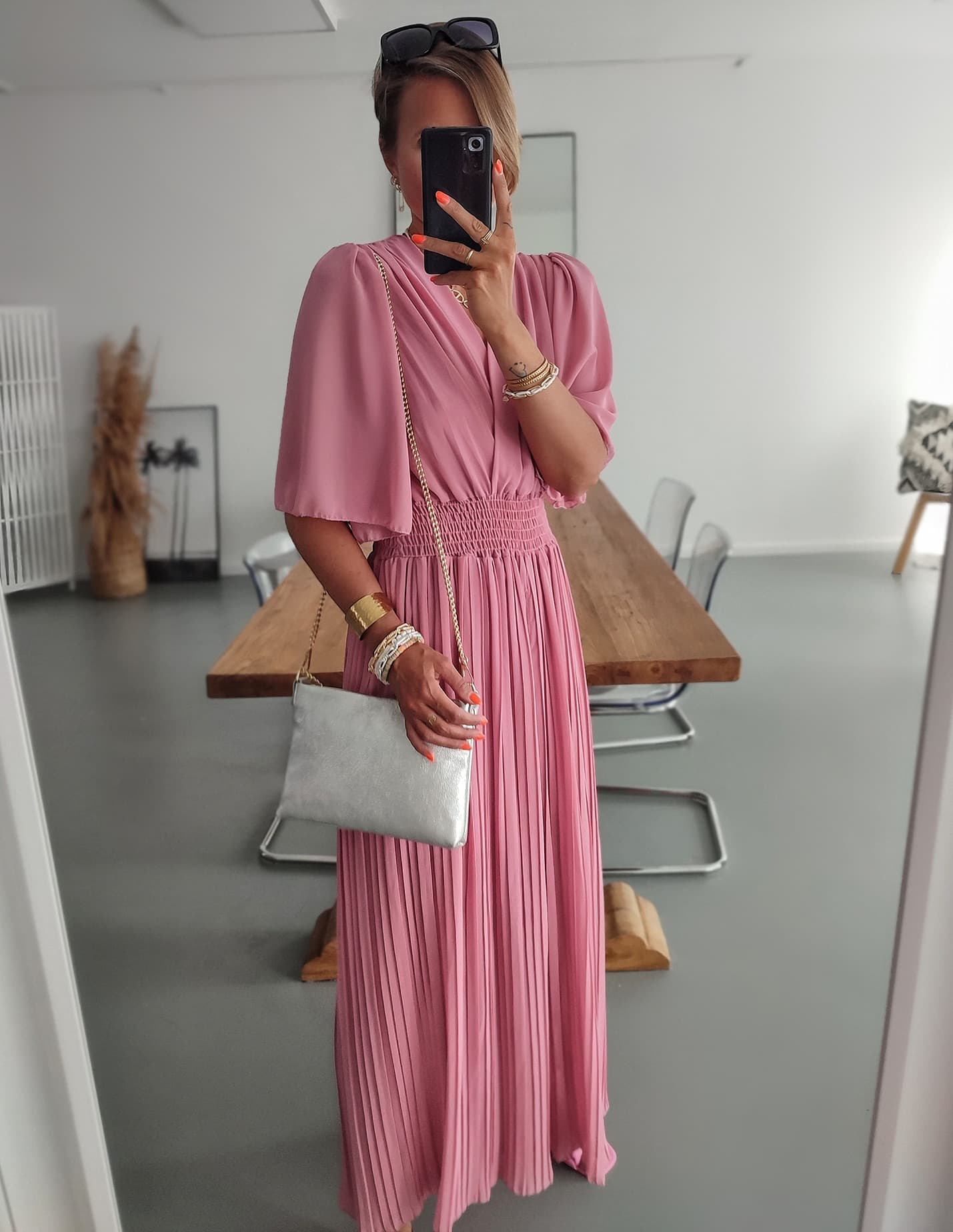 Jumpsuit de talle alto con mangas acampanadas