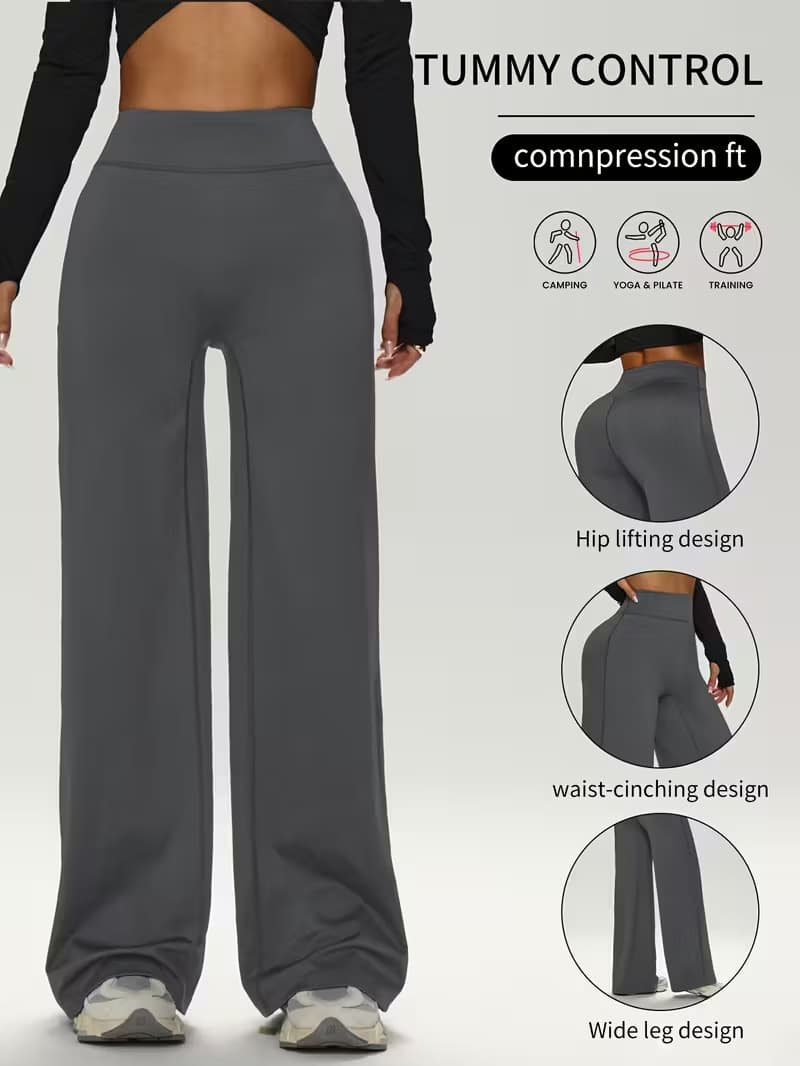 Pantalones rectos suave para yoga y fitness con efecto levantador