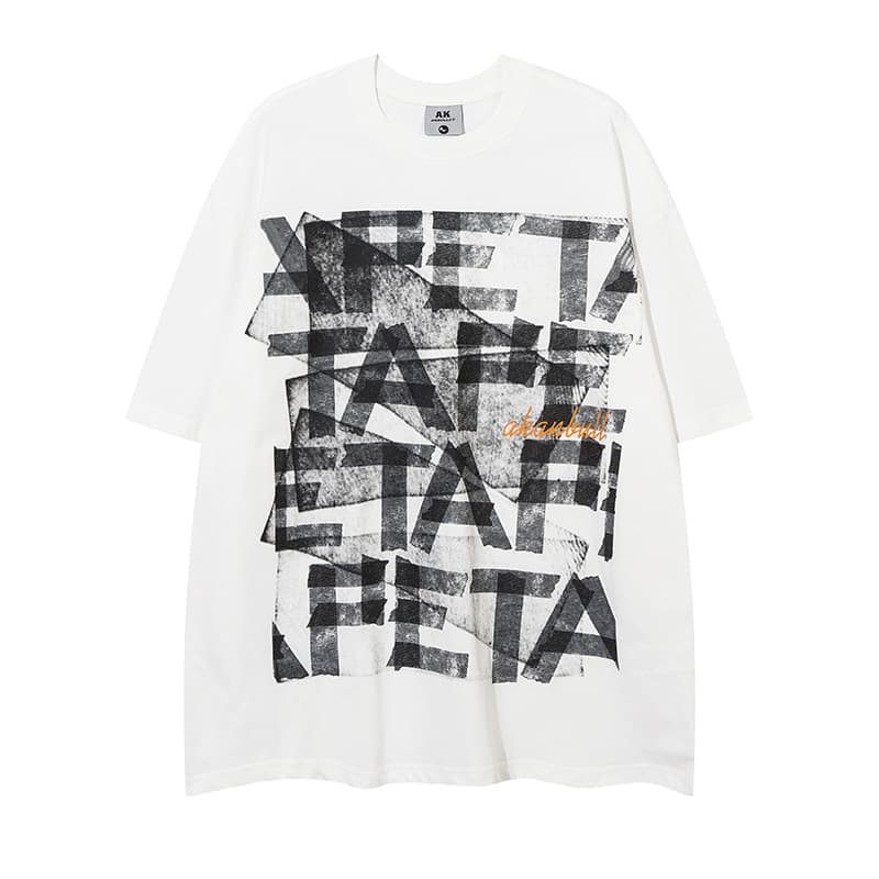 Camiseta con estampado de letras, corte amplio para hombre y mujer