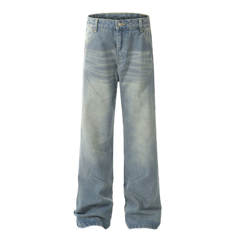 Jeans casual lavado distressed corte recto