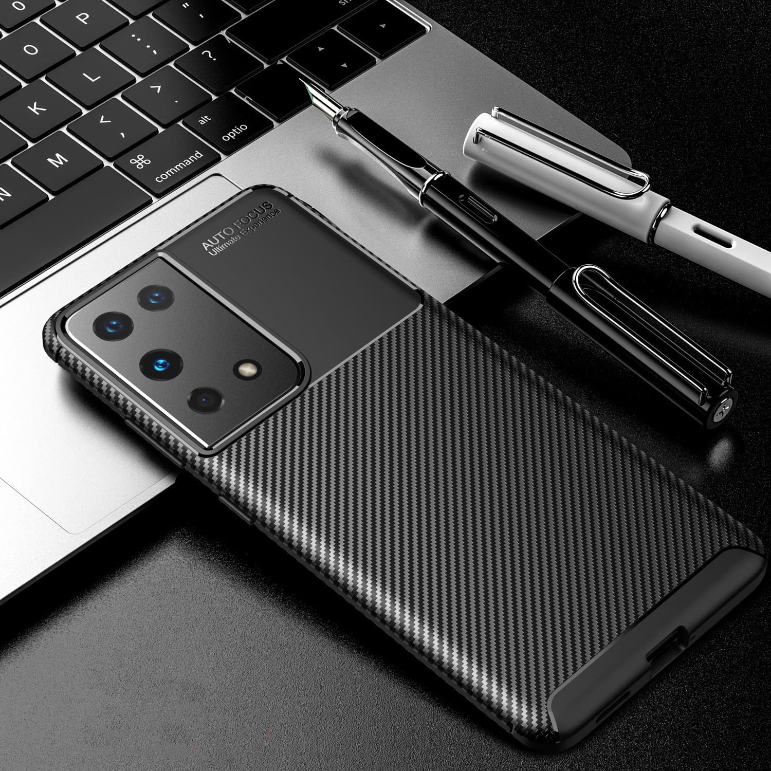 Funda TPU de fibra de carbono para Samsung