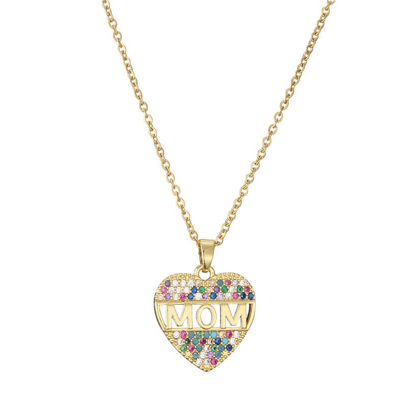 Collar colgante de corazón para mamá en cobre dorado o plateado