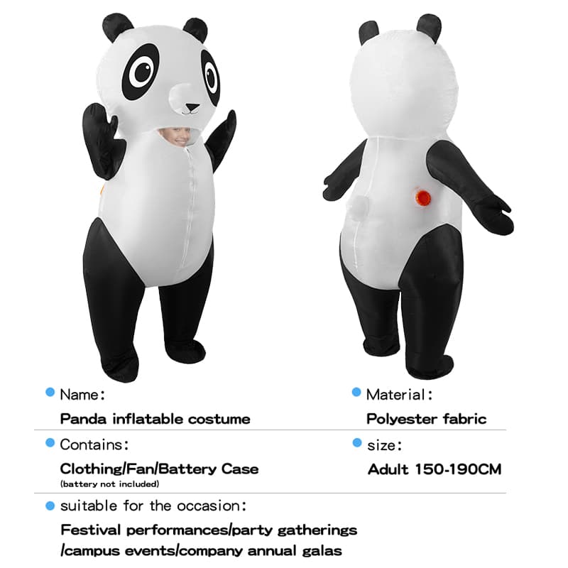 Disfraz inflable de panda para fiestas