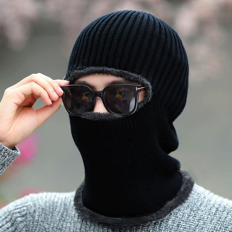 Gorro de invierno integrado máscara facial punto