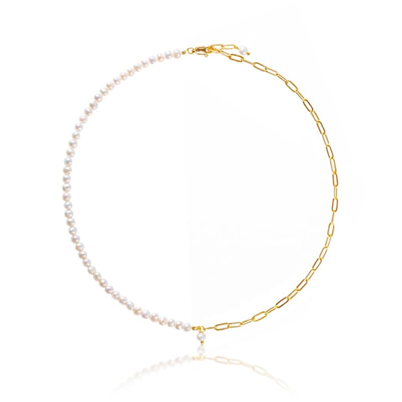 Collar de perla de agua dulce con cadena de plata 925